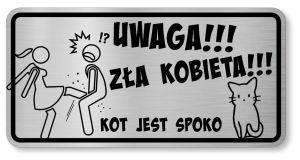 Tabliczka ostrzegawcza  śmieszna  kot jest spoko