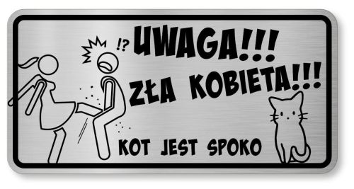 Tabliczka ostrzegawcza  śmieszna  kot jest spoko