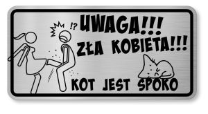 Tabliczka ostrzegawcza  śmieszna - uwaga zła kobieta