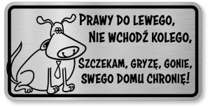 Śmieszna tabliczka uwaga pies