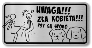 Tabliczka ostrzegawcza  śmieszna  psy są spoko