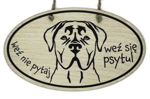 Drewniana tabliczka dekoracyjna z  wizerunkiem Cane Corso 