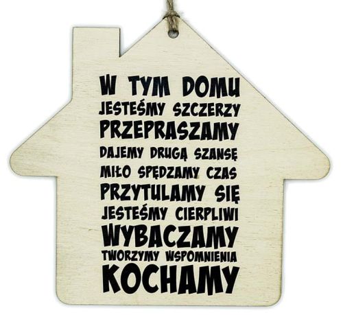 Drewniana tabliczka z cytatem - dom