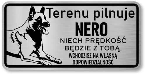Tabliczka uwaga pies - Malinois