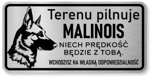 Tabliczka informacyjna uwaga pies - Malinois 