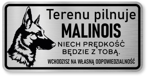 Tabliczka informacyjna uwaga pies - Malinois 