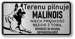 Tabliczka informacyjna na bramę uwaga pies -  Malinois  