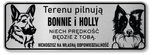 Tabliczka informacyjna na bramę uwaga pies -  dwie rasy