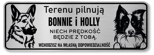 Tabliczka informacyjna na bramę uwaga pies -  dwie rasy