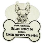 Tabliczka drewniana z podobizną Buldożka Francuskiego 