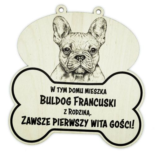 Tabliczka drewniana z podobizną Buldożka Francuskiego 