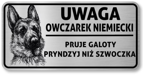 Tabliczka z Laminatu 20 x 10 Owczarek Niemiecki pruje galoty pryndzy niż szwoczka
