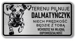 Tabliczka ostrzegawcza - Uwaga pies Dalmatyńczyk