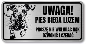 Tabliczka ostrzegawcza - Uwaga pies Dalmatyńczyk