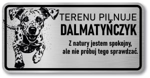 Tabliczka ostrzegawcza - Uwaga pies Dalmatyńczyk