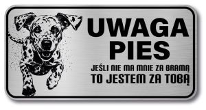 Tabliczka ostrzegawcza - Uwaga pies Dalmatyńczyk