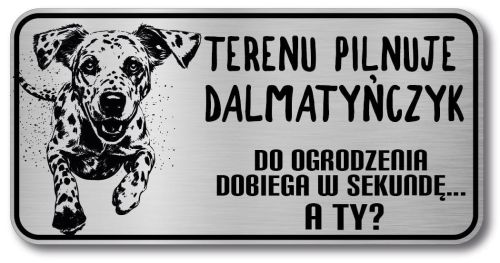 Tabliczka ostrzegawcza - Uwaga pies Dalmatyńczyk