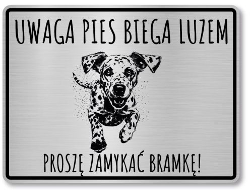 Tabliczka ostrzegawcza - Uwaga pies Dalmatyńczyk