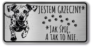 Tabliczka ostrzegawcza - Uwaga pies Dalmatyńczyk śmieszna