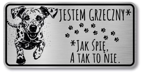Tabliczka ostrzegawcza - Uwaga pies Dalmatyńczyk śmieszna