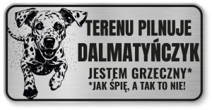 Tabliczka ostrzegawcza - Uwaga pies Dalmatyńczyk śmieszna