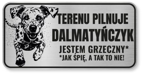 Tabliczka ostrzegawcza - Uwaga pies Dalmatyńczyk śmieszna
