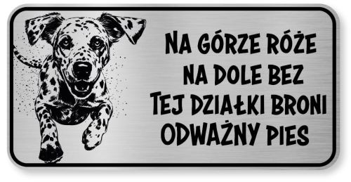 Tabliczka ostrzegawcza - Uwaga pies Dalmatyńczyk śmieszna