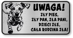 Tabliczka ostrzegawcza - Uwaga pies Dalmatyńczyk śmieszna