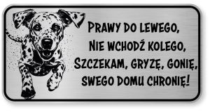 Tabliczka ostrzegawcza - Uwaga pies Dalmatyńczyk śmieszna