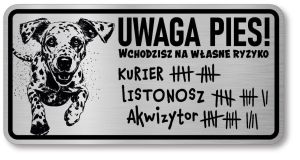 Tabliczka ostrzegawcza - Uwaga pies Dalmatyńczyk śmieszna