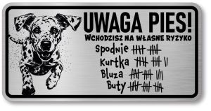 Tabliczka ostrzegawcza - Uwaga pies Dalmatyńczyk śmieszna