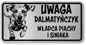 Tabliczka ostrzegawcza - Uwaga pies Dalmatyńczyk śmieszna