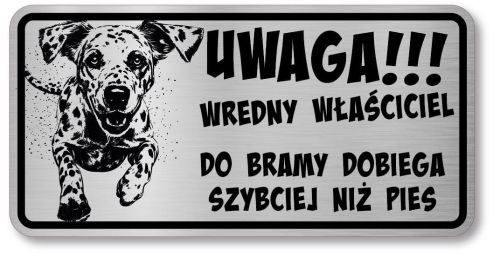 Tabliczka ostrzegawcza - Uwaga pies Dalmatyńczyk śmieszna