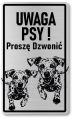 Tabliczka ostrzegawcza - Uwaga pies Dalmatyńczyk 2 psy