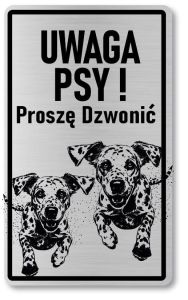 Tabliczka ostrzegawcza - Uwaga pies Dalmatyńczyk 2 psy
