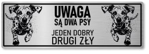 Tabliczka ostrzegawcza - Uwaga pies Dalmatyńczyk 2 psy