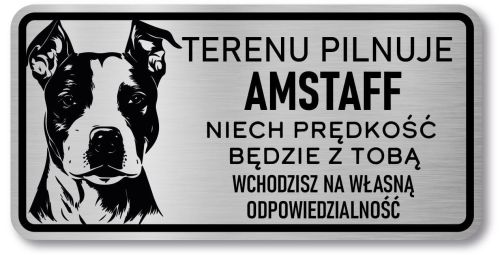 Tabliczka ostrzegawcza - Uwaga pies AMSTAFF