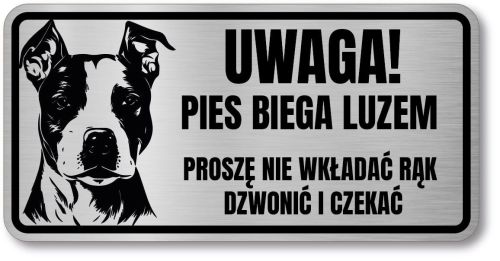 Tabliczka ostrzegawcza - Uwaga pies AMSTAFF