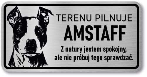 Tabliczka ostrzegawcza - Uwaga pies AMSTAFF