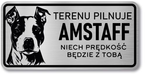 Tabliczka ostrzegawcza - Uwaga pies AMSTAFF
