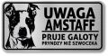 Tabliczka ostrzegawcza - Uwaga pies AMSTAFF po śląsku
