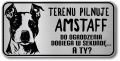 Tabliczka ostrzegawcza - Uwaga pies AMSTAFF