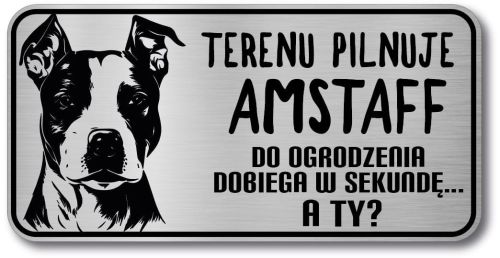 Tabliczka ostrzegawcza - Uwaga pies AMSTAFF
