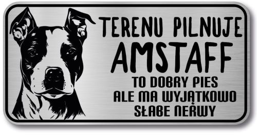 Tabliczka ostrzegawcza - Uwaga pies AMSTAFF