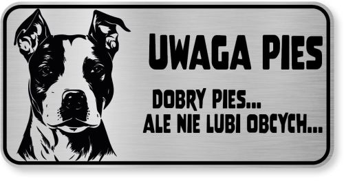 Tabliczka ostrzegawcza - Uwaga pies AMSTAFF