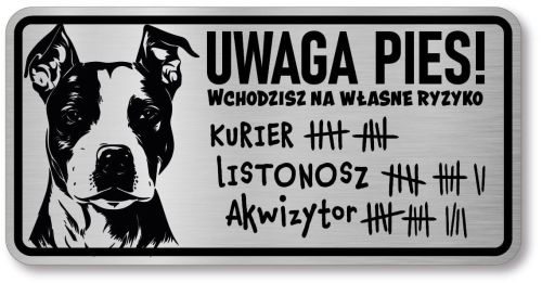 Tabliczka ostrzegawcza - Uwaga pies AMSTAFF