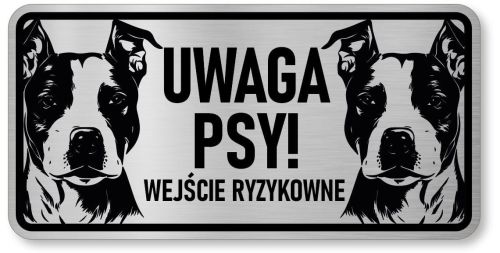 Tabliczka ostrzegawcza - Uwaga pies AMSTAFF 2 psy