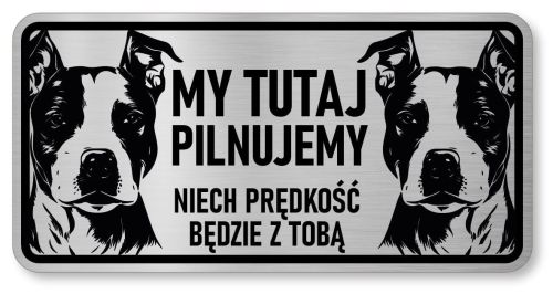 Tabliczka ostrzegawcza - Uwaga pies AMSTAFF 2 psy