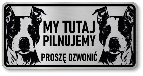 Tabliczka ostrzegawcza - Uwaga pies AMSTAFF 2 psy