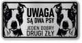 Tabliczka ostrzegawcza - Uwaga pies AMSTAFF 2 psy
